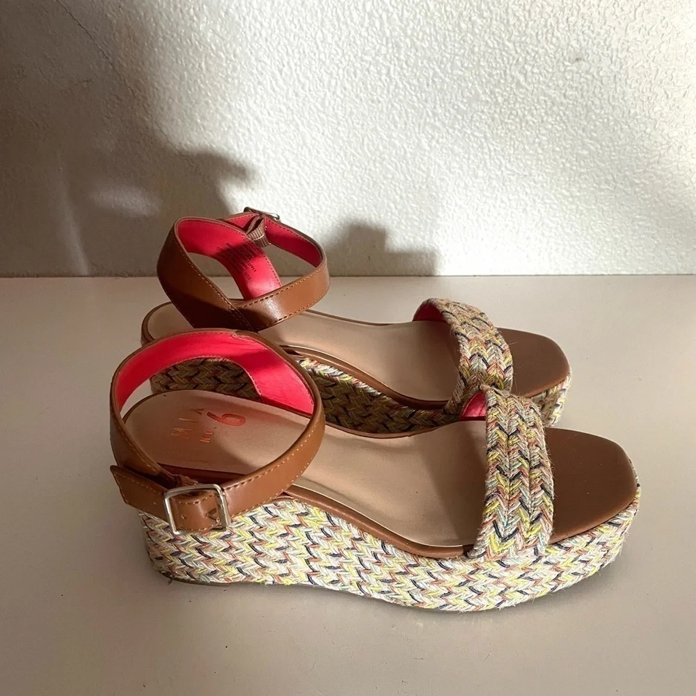 MIX NO. 6 Cammie multicolor open toe wedge platform sandal espadrille size 8